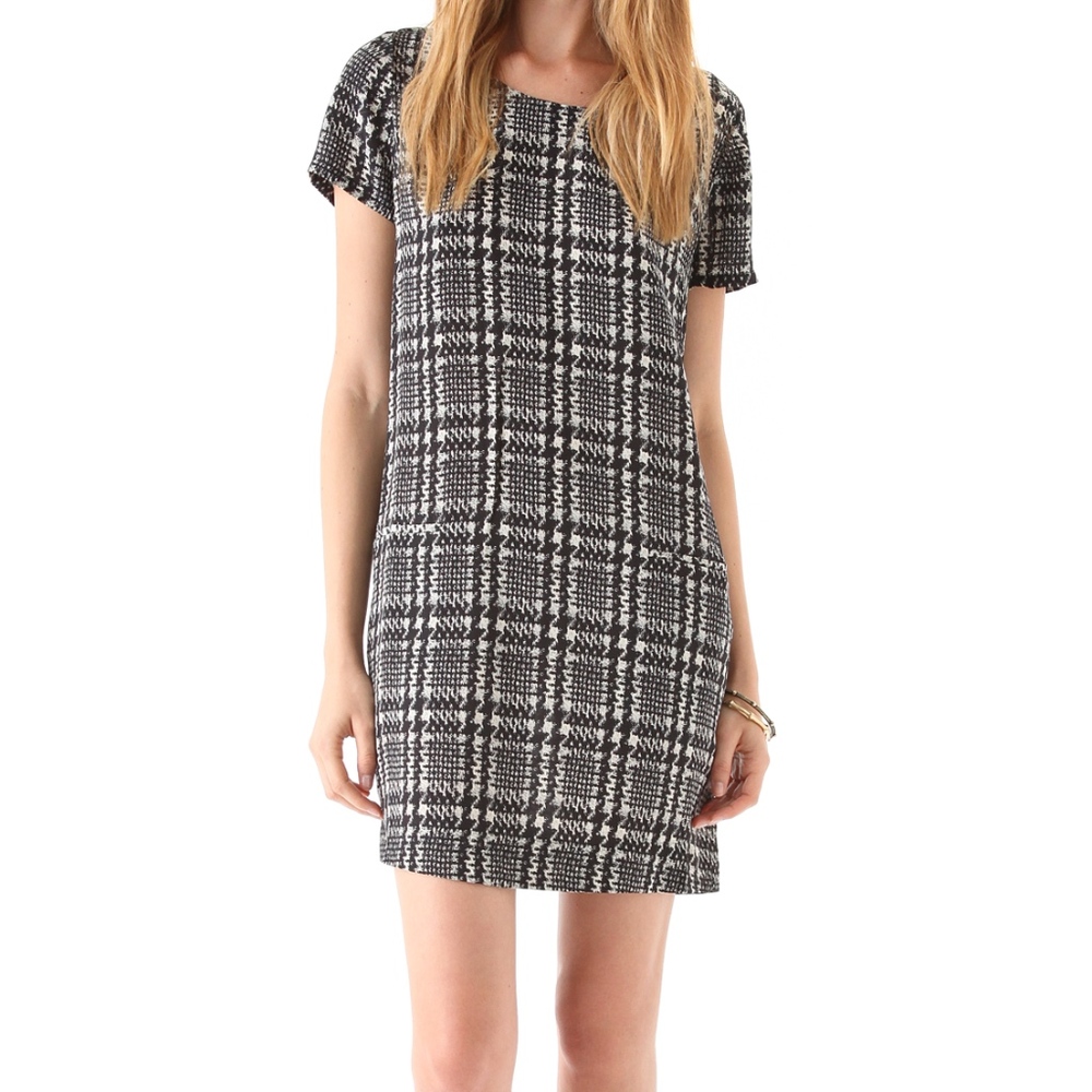 JOIE Modaline silk shift Houndstooth printed dress
